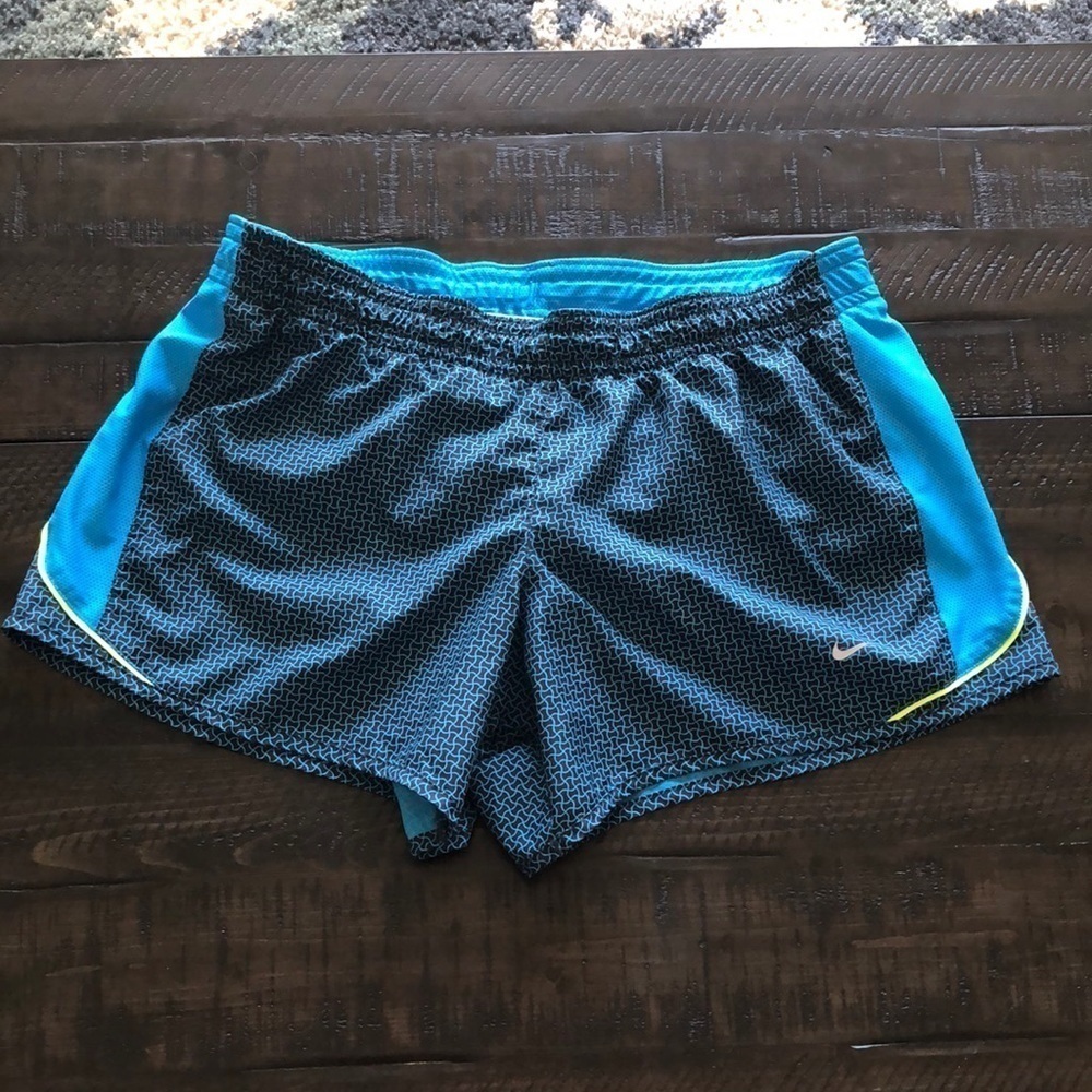 𝅺Nike Athletic Running Shorts Builtin Underwear Dry Fit Size M Gym Workout Blue